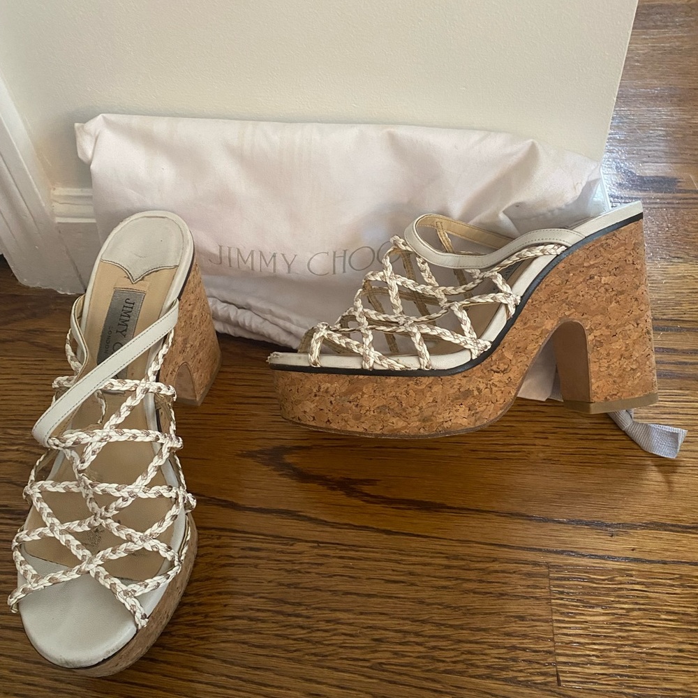 Jimmy choo white wedge sandal